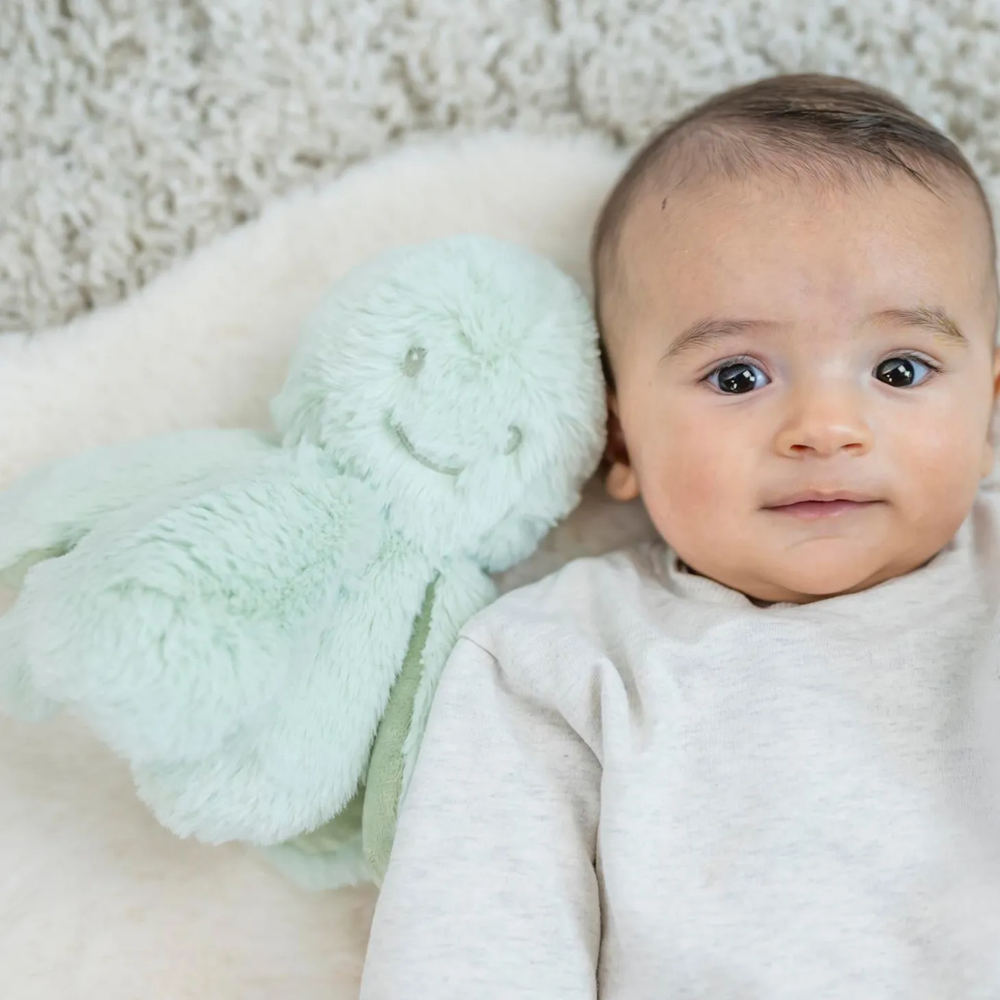 Nattou Peluche Pieuvre hochet longs poils Lapidou Vert tilleul