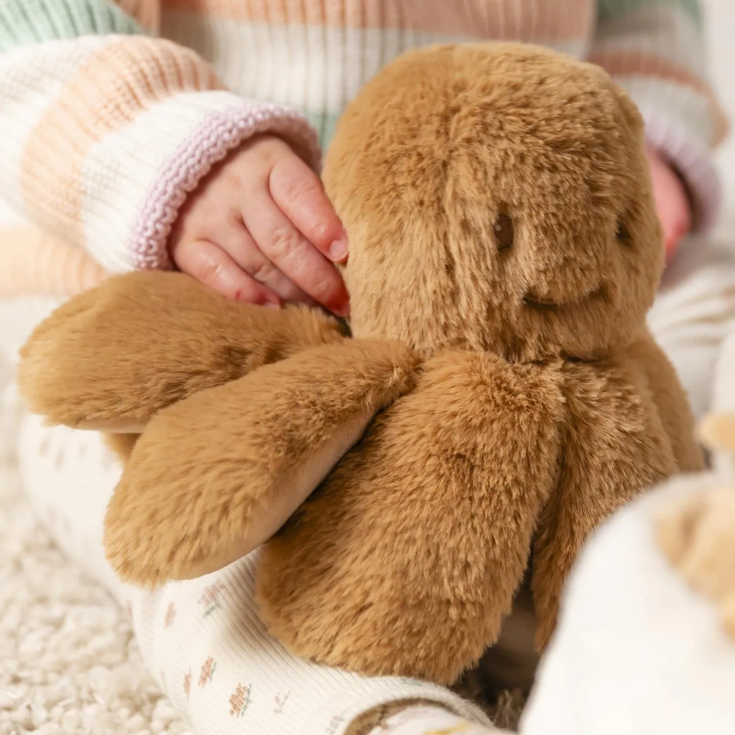Nattou Peluche Pieuvre hochet longs poils Lapidou Beige ambré