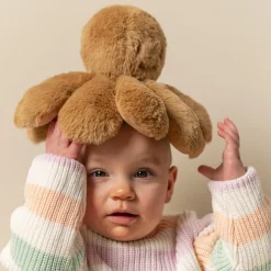 Nattou Peluche Pieuvre hochet longs poils Lapidou Beige ambré