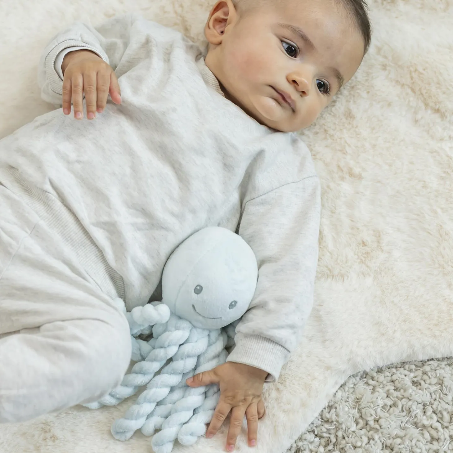 Nattou Peluche Pieuvre Lapidou Bleu ciel