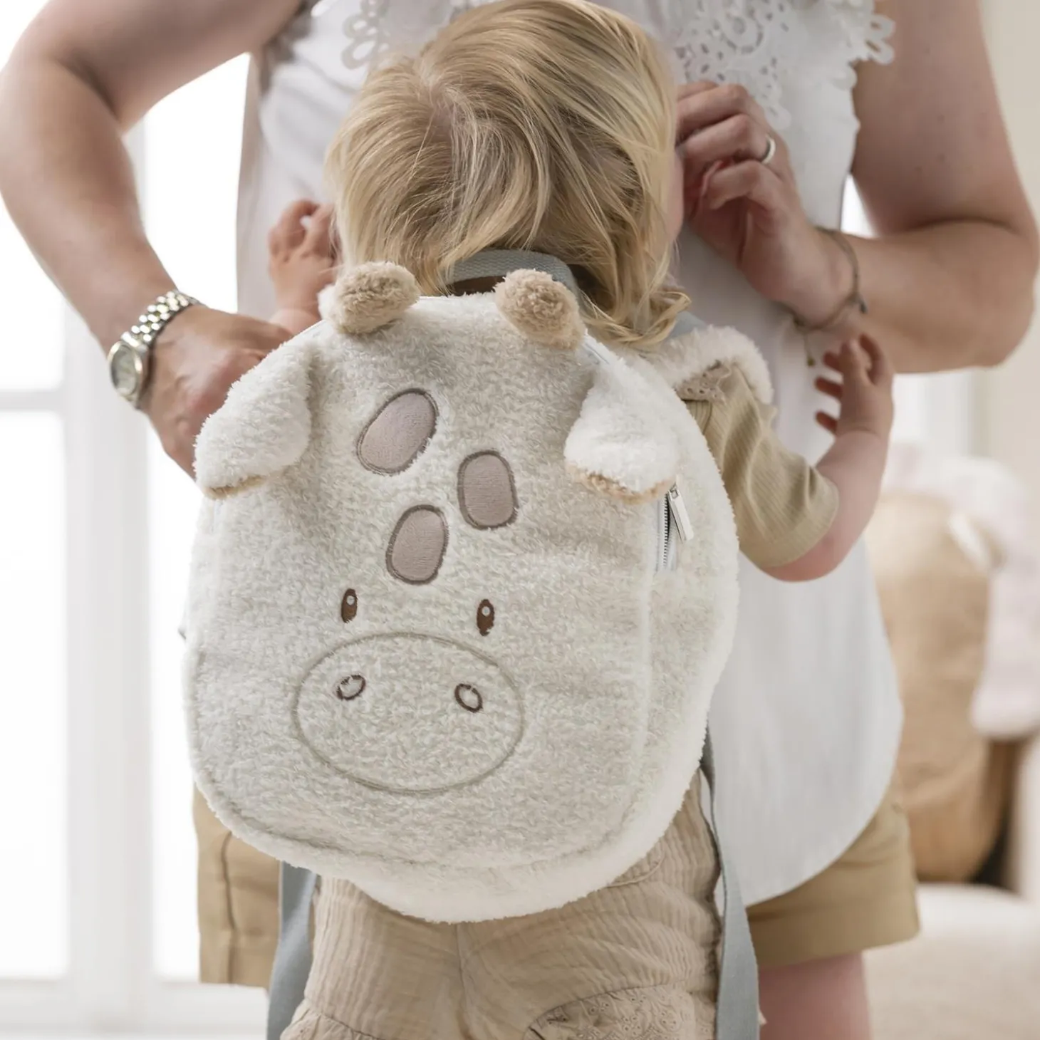 Nattou Sac à dos teddy Girafe Écru