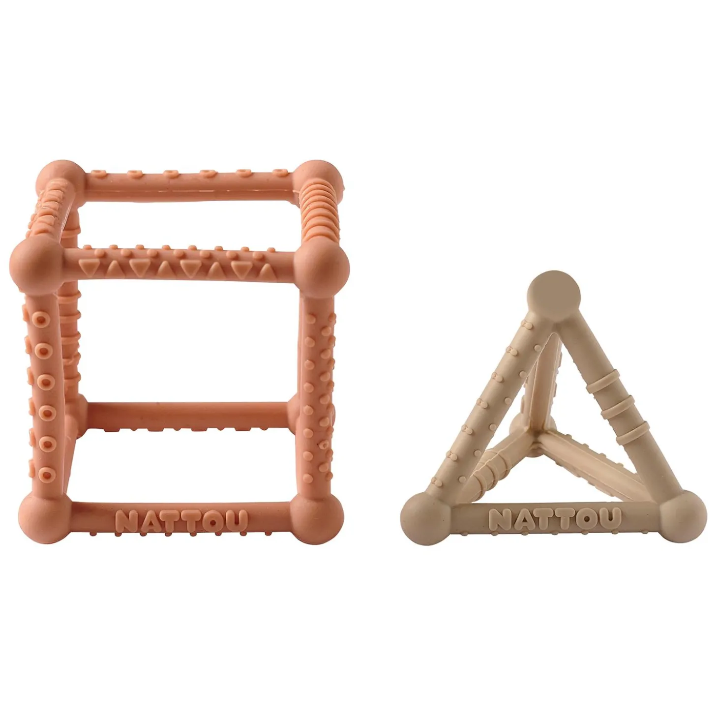 Nattou Set Cube/triangle silicone Bleu/Vanille