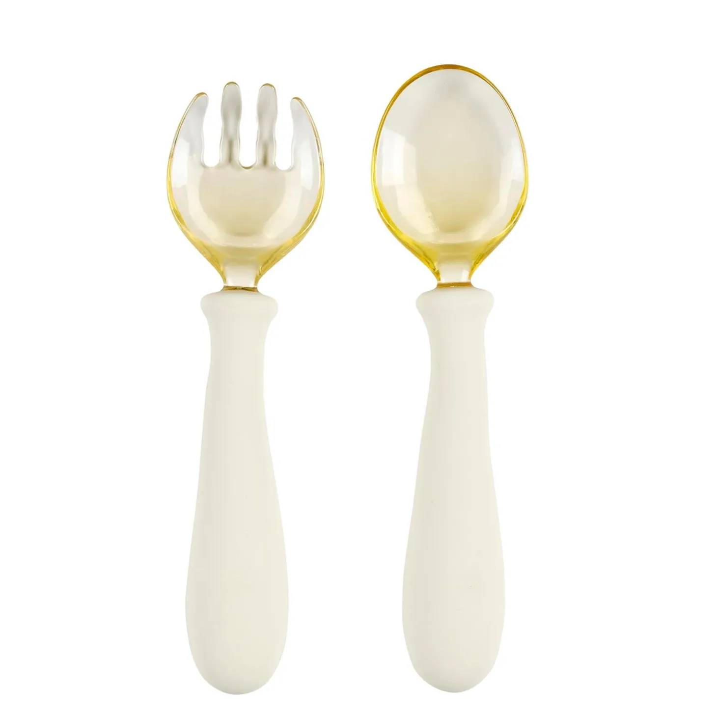 Nattou Set cuillère et fourchette apprentissage flexible Silicone Ecru 8 mois+