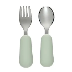 Nattou Set cuillère et fourchette inox Silicone Vert 8 mois+