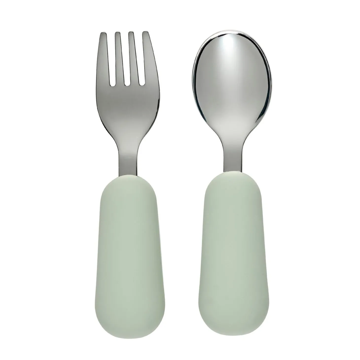 Nattou Set cuillère et fourchette inox Silicone Vert 8 mois+