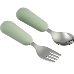 Nattou                    Set cuillère et fourchette inox Silicone    Vert            8 mois+