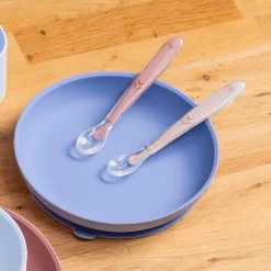 Nattou Set de 2 cuillères + Etui Silicone Rose