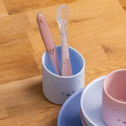 Nattou Set de 2 cuillères + Etui Silicone Rose