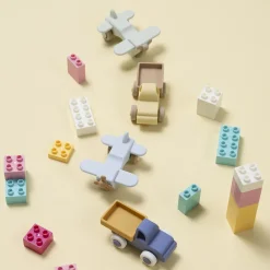 Nattou Set 2pcs camion + avion Silicone Bleu