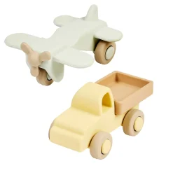 Nattou                    Set 2pcs camion + avion Silicone    Vert/jaune