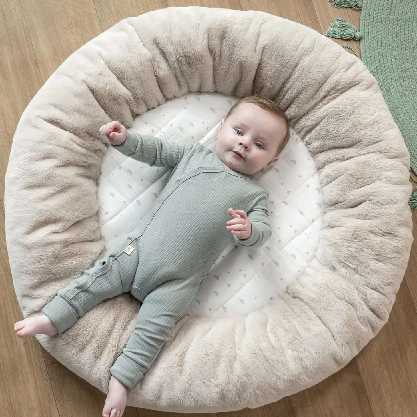 Nattou Tapis Pouf avec Arches Loulou Vert/Sable