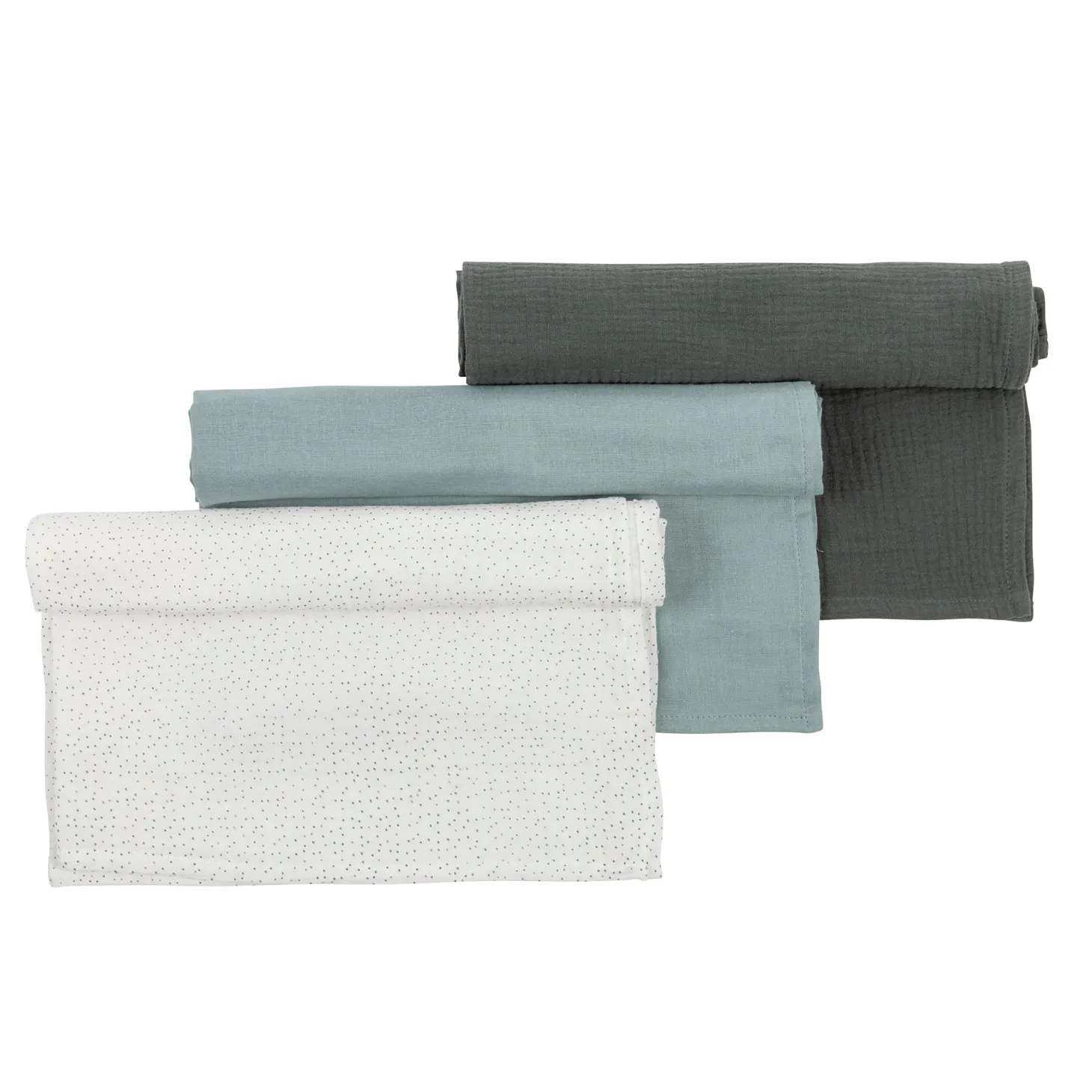 Nattou 3 tissus lange Axel et Luna Vert/Blanc 65x65 cm