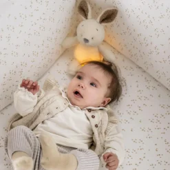 Nattou Veilleuse Mini Peluche Lapin Bouclette Teddy Ecru