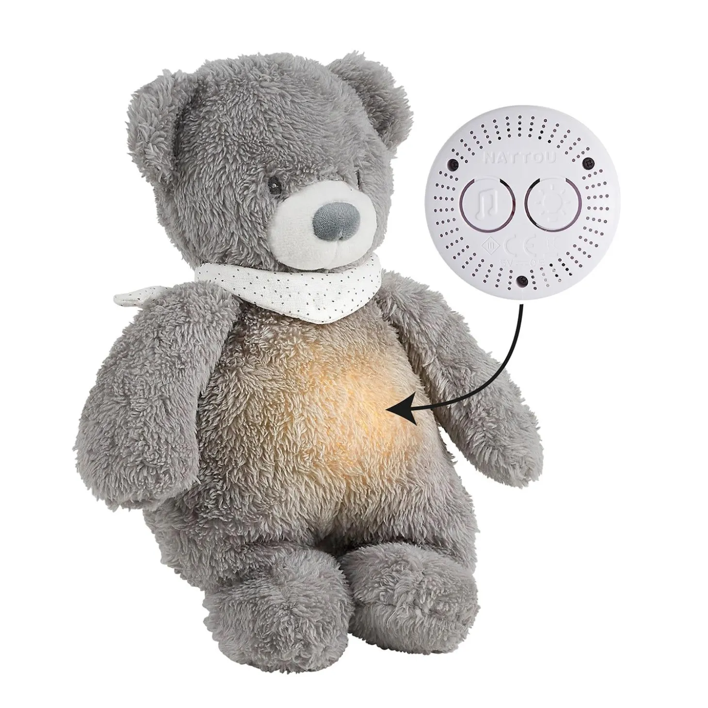 Nattou Veilleuse peluche Ours Sleepy Gris