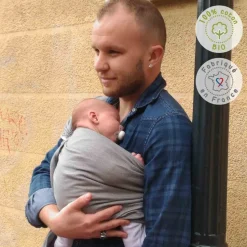 Néobulle                    Porte-bébé sling en coton bio    Gris vintage