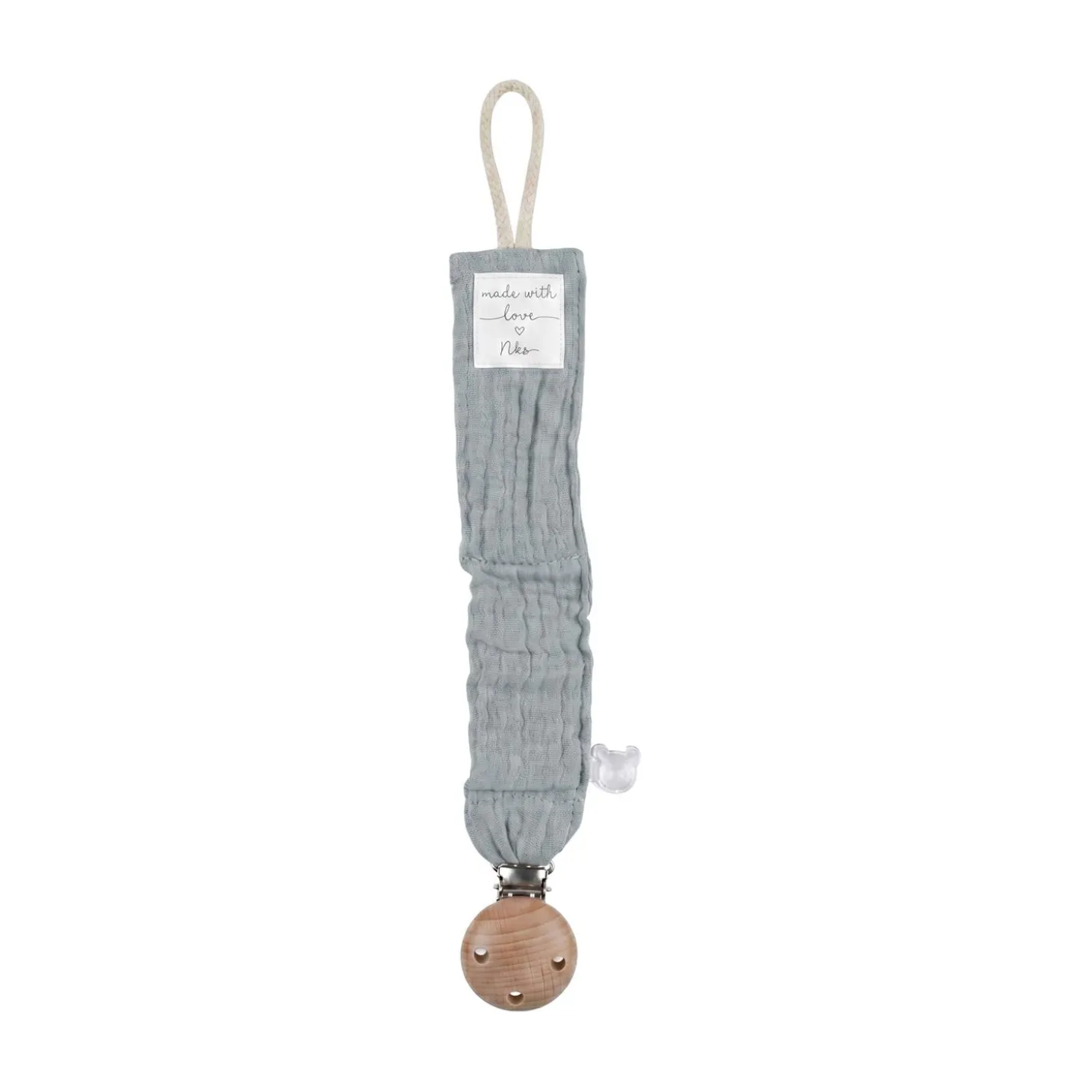 Noukie's Attache tétine Coton Bio Bleu