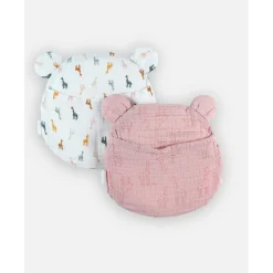 Noukie's Coussin de tête avec avec 2 housses bio Mix & Match Rose