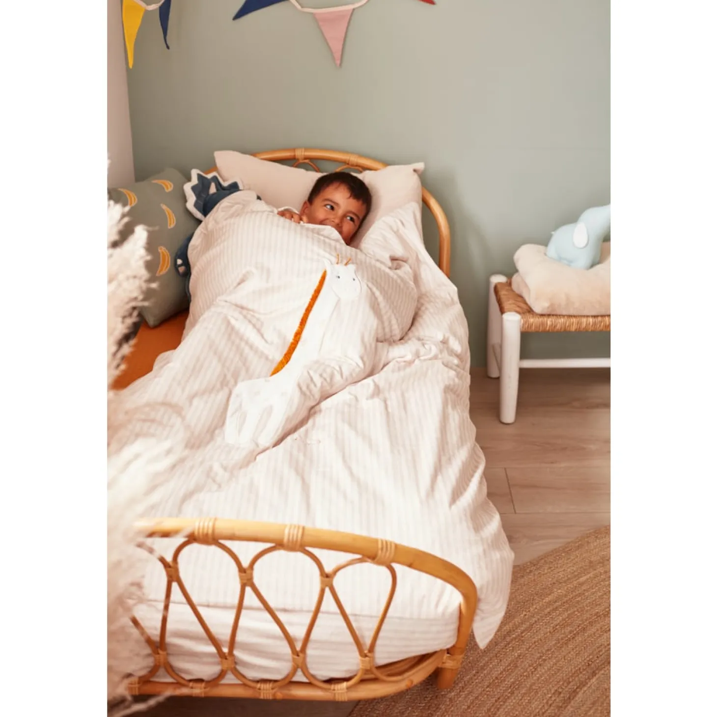 Noukie's Coussin Tricot Bio Tiga & Stegi Vert 36x36 cm