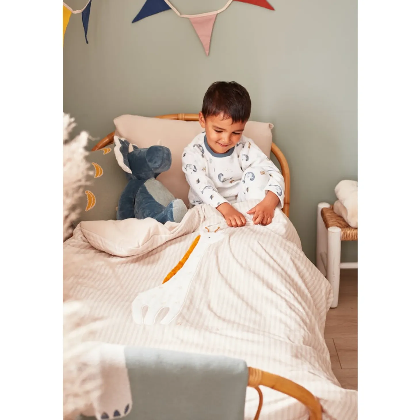 Noukie's Coussin Tricot Bio Tiga & Stegi Vert 36x36 cm