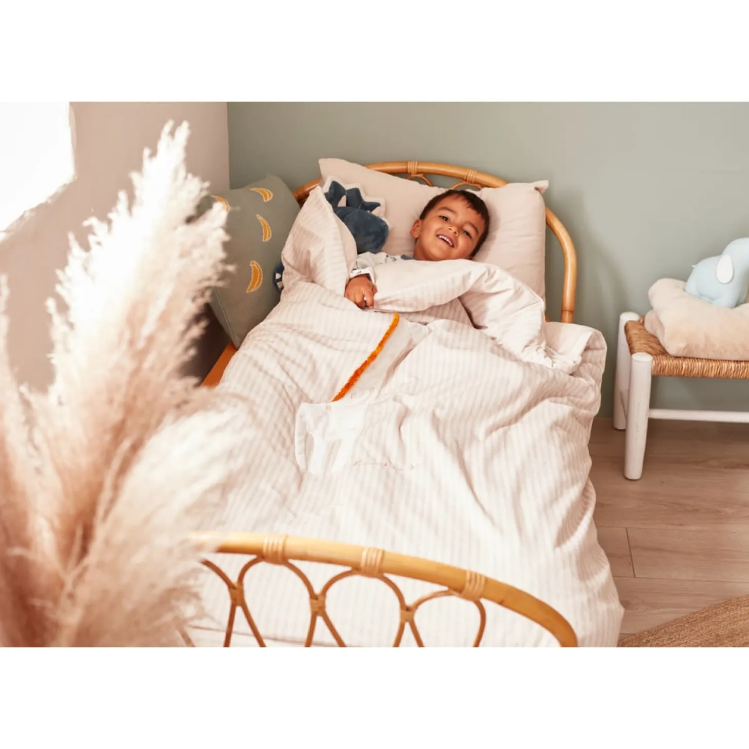 Noukie's Coussin Tricot Bio Tiga & Stegi Vert 36x36 cm