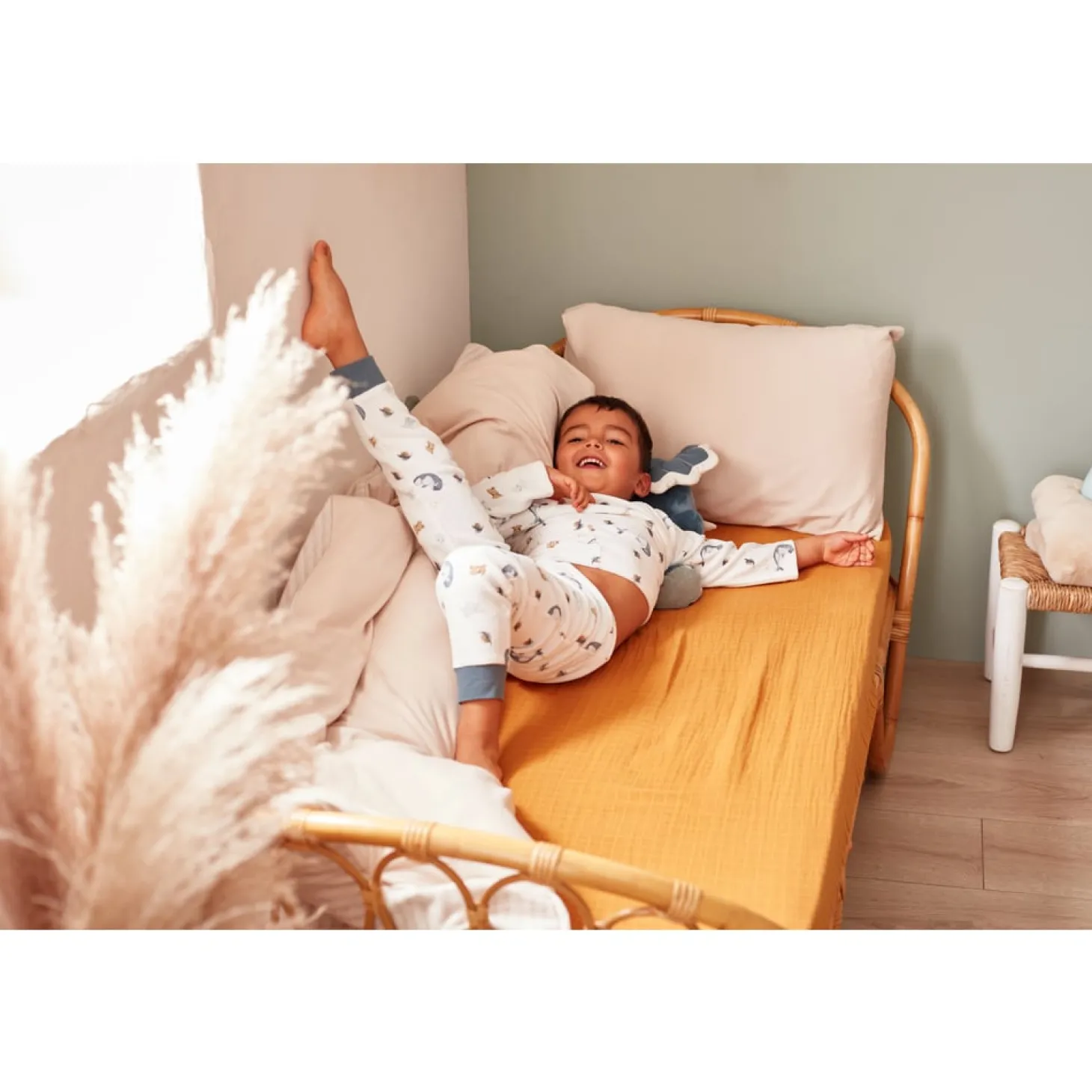 Noukie's Coussin Tricot Bio Tiga & Stegi Vert 36x36 cm