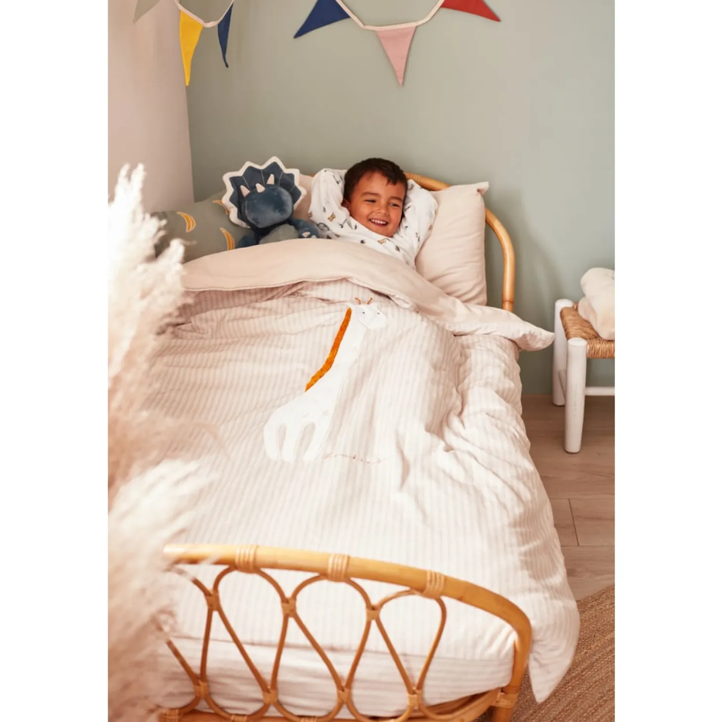 Noukie's Coussin Tricot Bio Tiga & Stegi Vert 36x36 cm