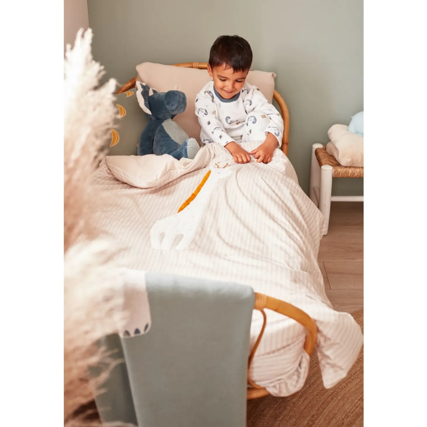 Noukie's Coussin Tricot Bio Tiga & Stegi Vert 36x36 cm