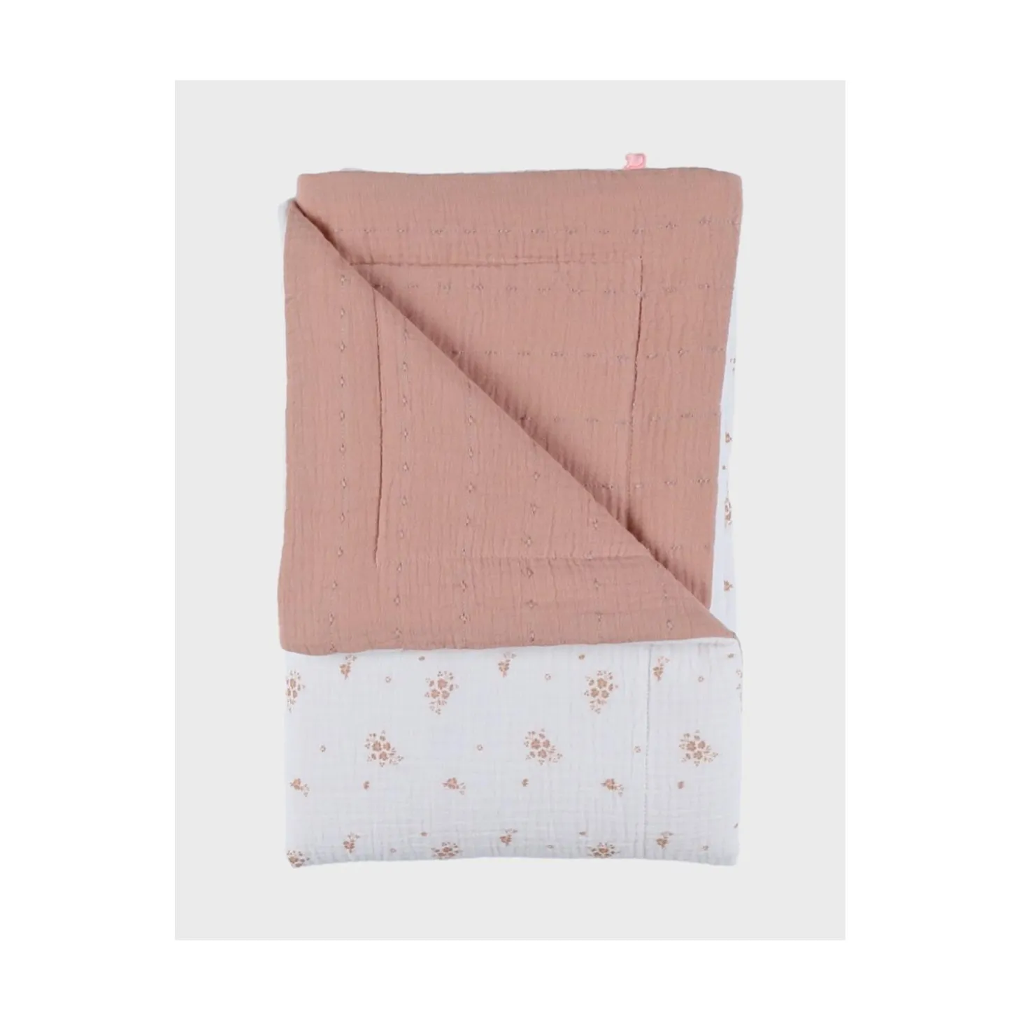 Noukie's Couverture mousseline bio Fleurs d'Antan VF Ecru / Rose 75x100 cm