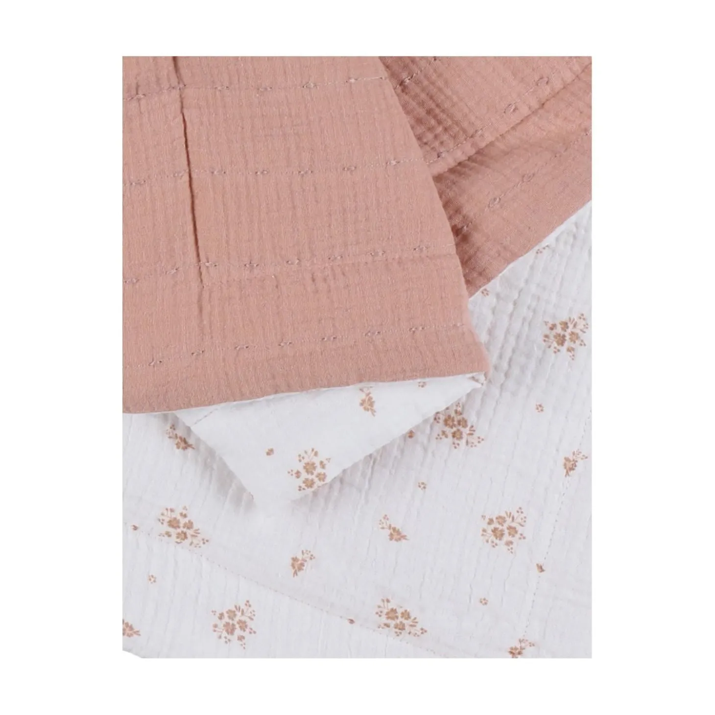 Noukie's Couverture mousseline bio Fleurs d'Antan VF Ecru / Rose 75x100 cm