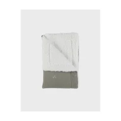 Noukie's Couverture mousseline brodée et sherpa F&O Kaki 75x100 cm