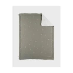 Noukie's Couverture mousseline brodée et sherpa F&O Kaki 75x100 cm