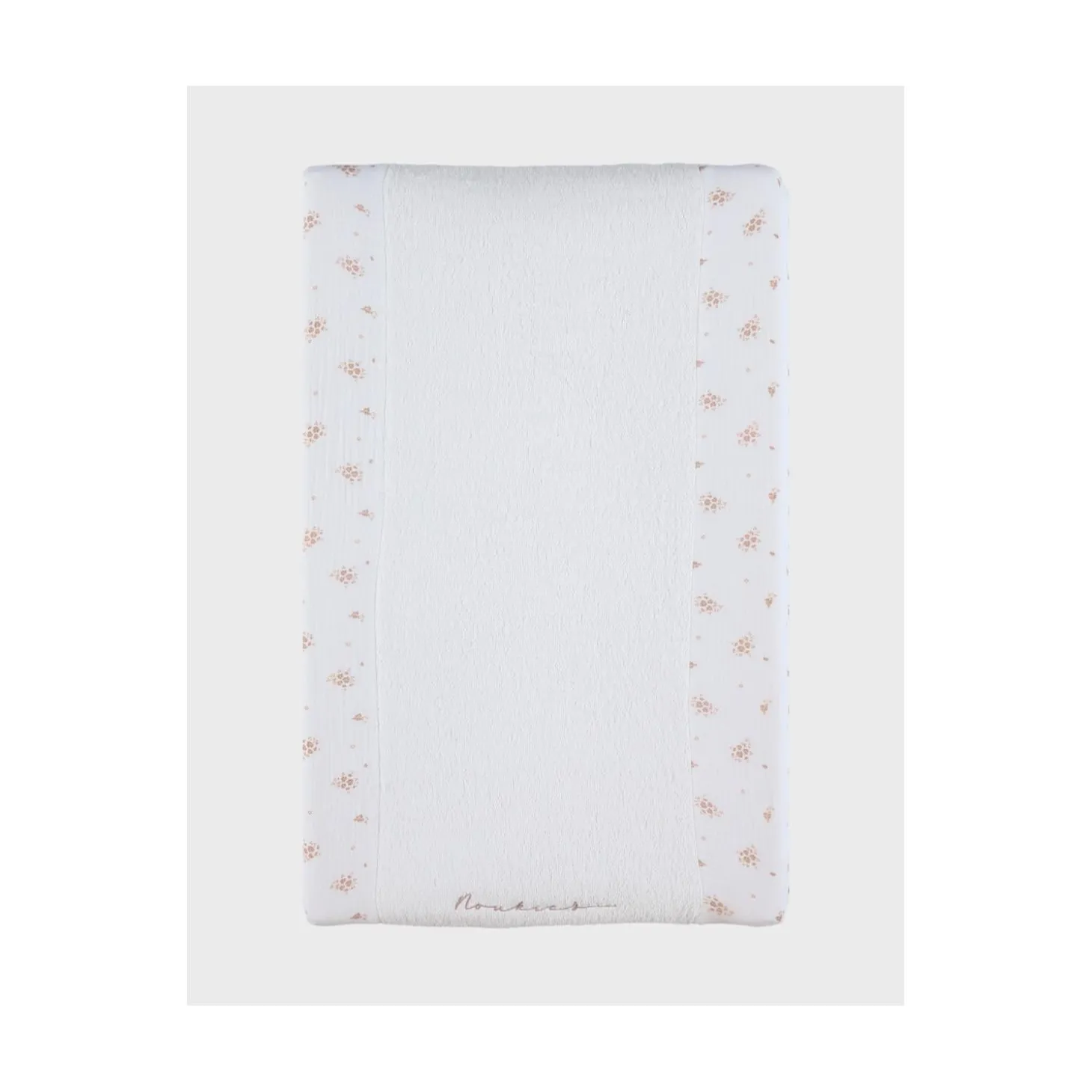 Noukie's Housse de matelas à langer bio Fleurs d'Antan VF Blanc