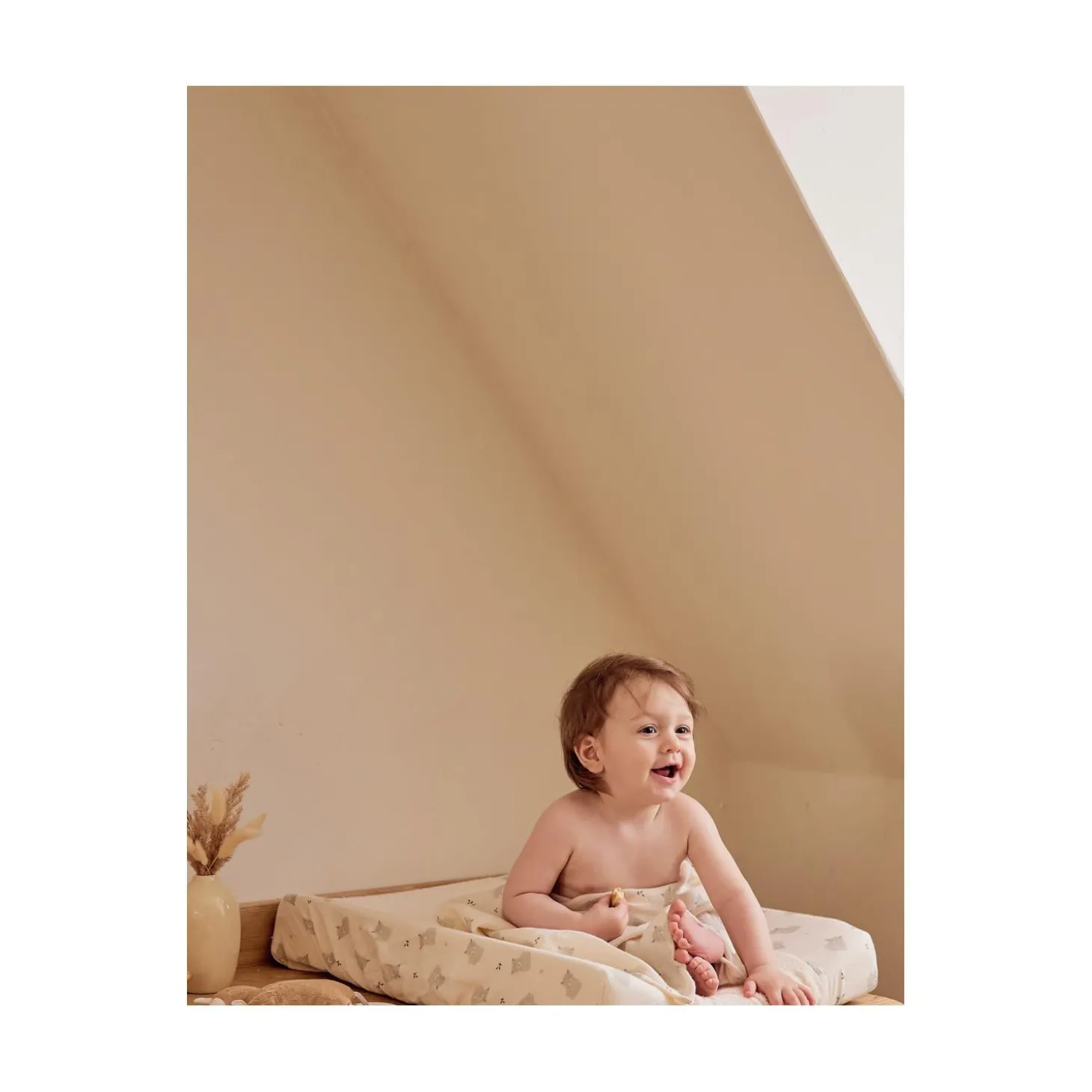 Noukie's Housse de matelas à langer + mousseline F&O Ecru