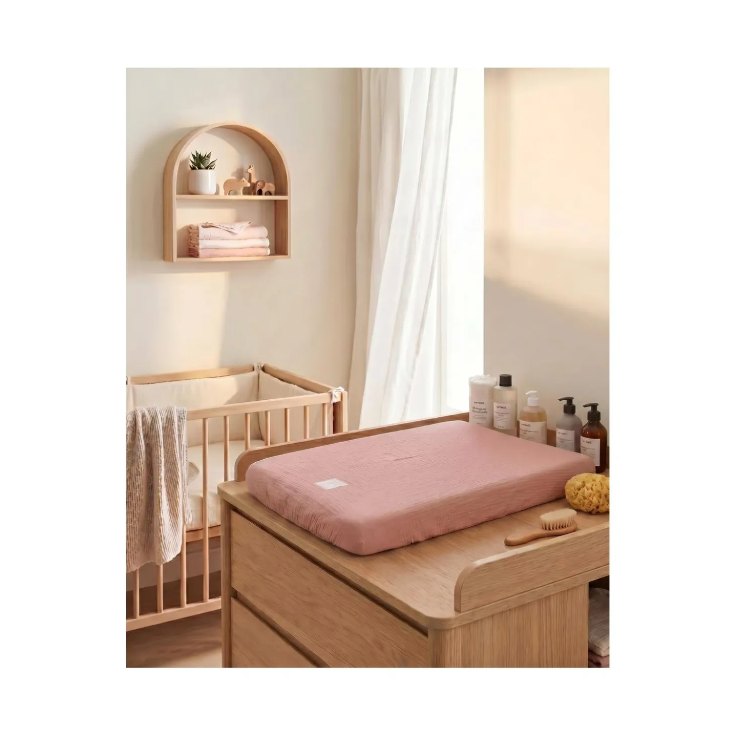 Noukie's Housse de matelas à langer Coton Bio Ecru 45x67 cm