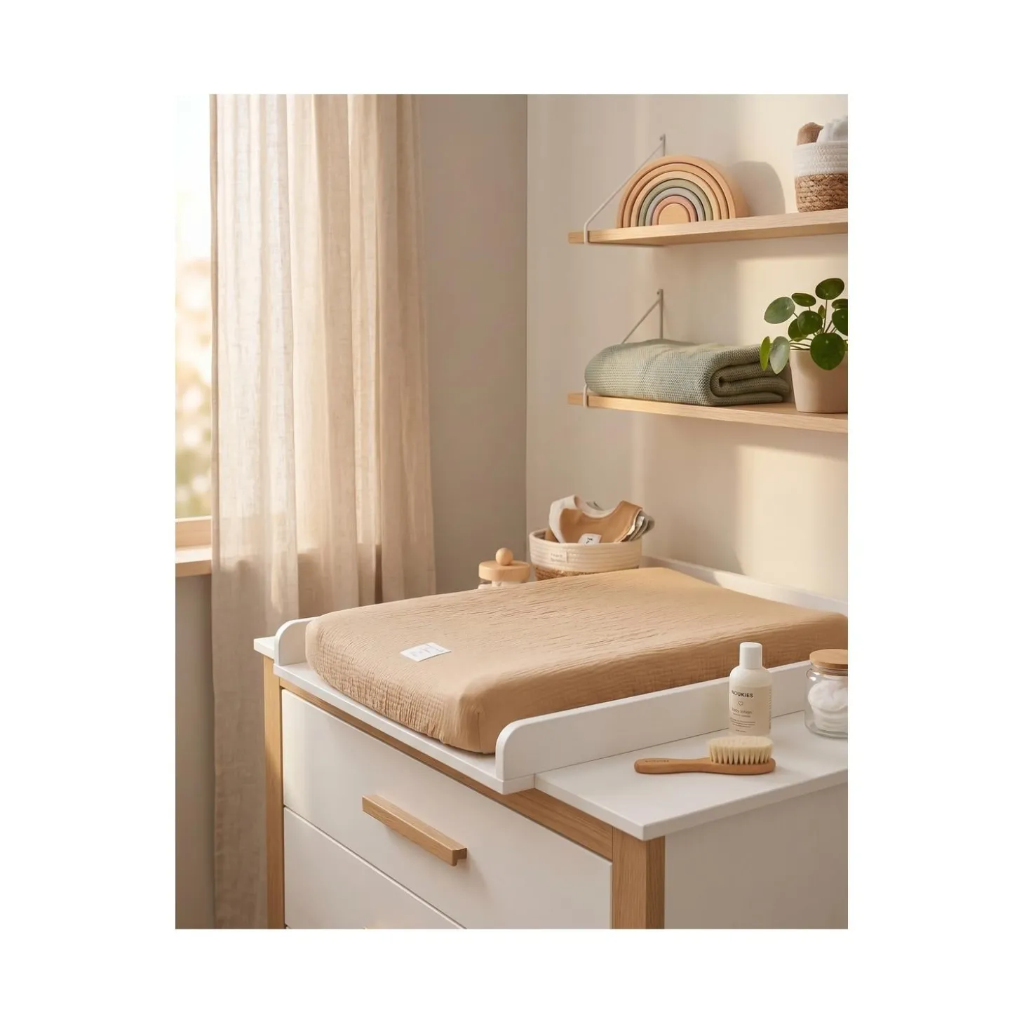 Noukie's Housse de matelas à langer Coton Bio Jaune 45x67 cm