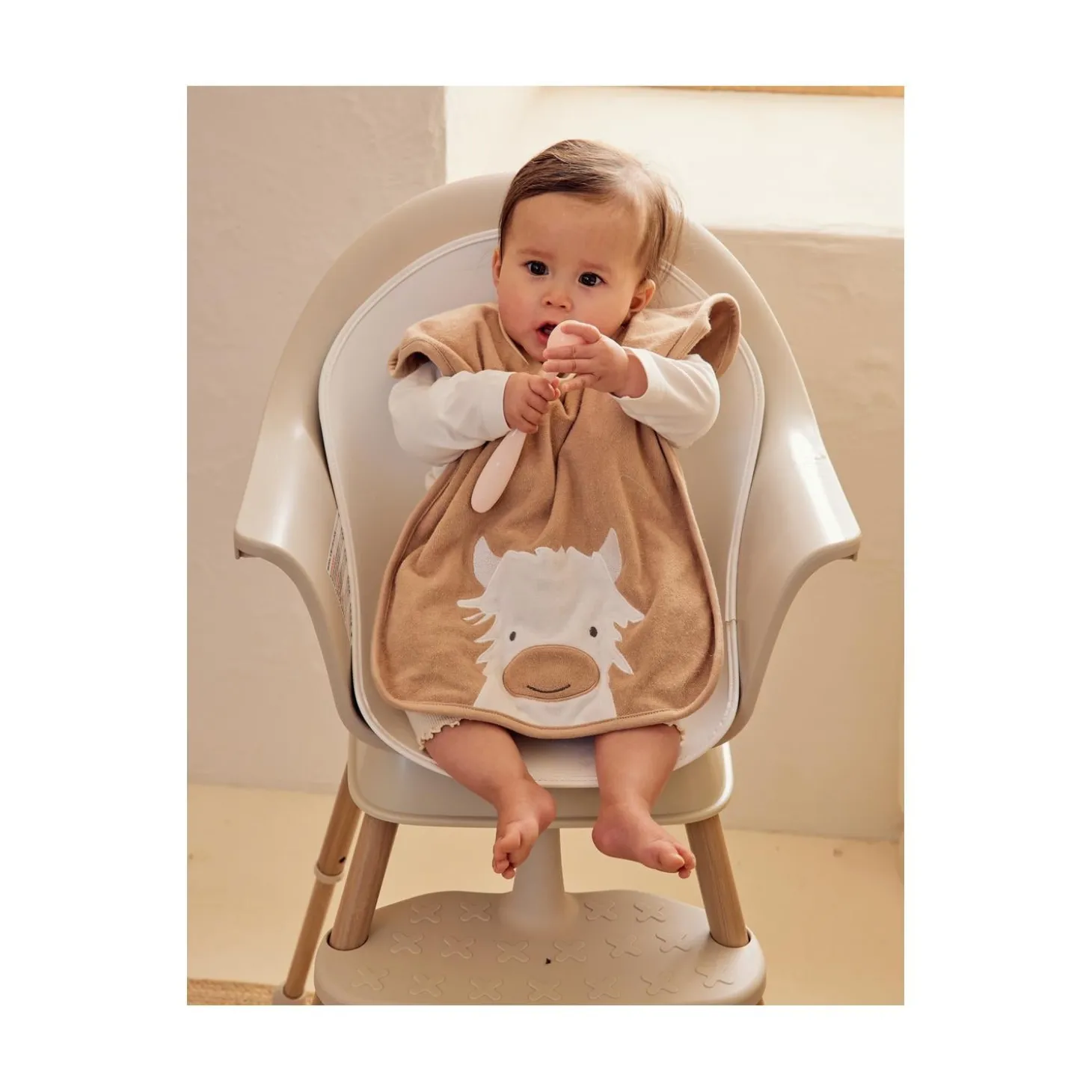 Noukie's Lot 2 Bavoirs éponge Funny F&O Beige Et Kaki