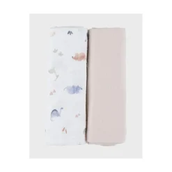 Noukie's Lot de 3 langes Mousseline bio Dino M&M26 Ecru 100x100 cm