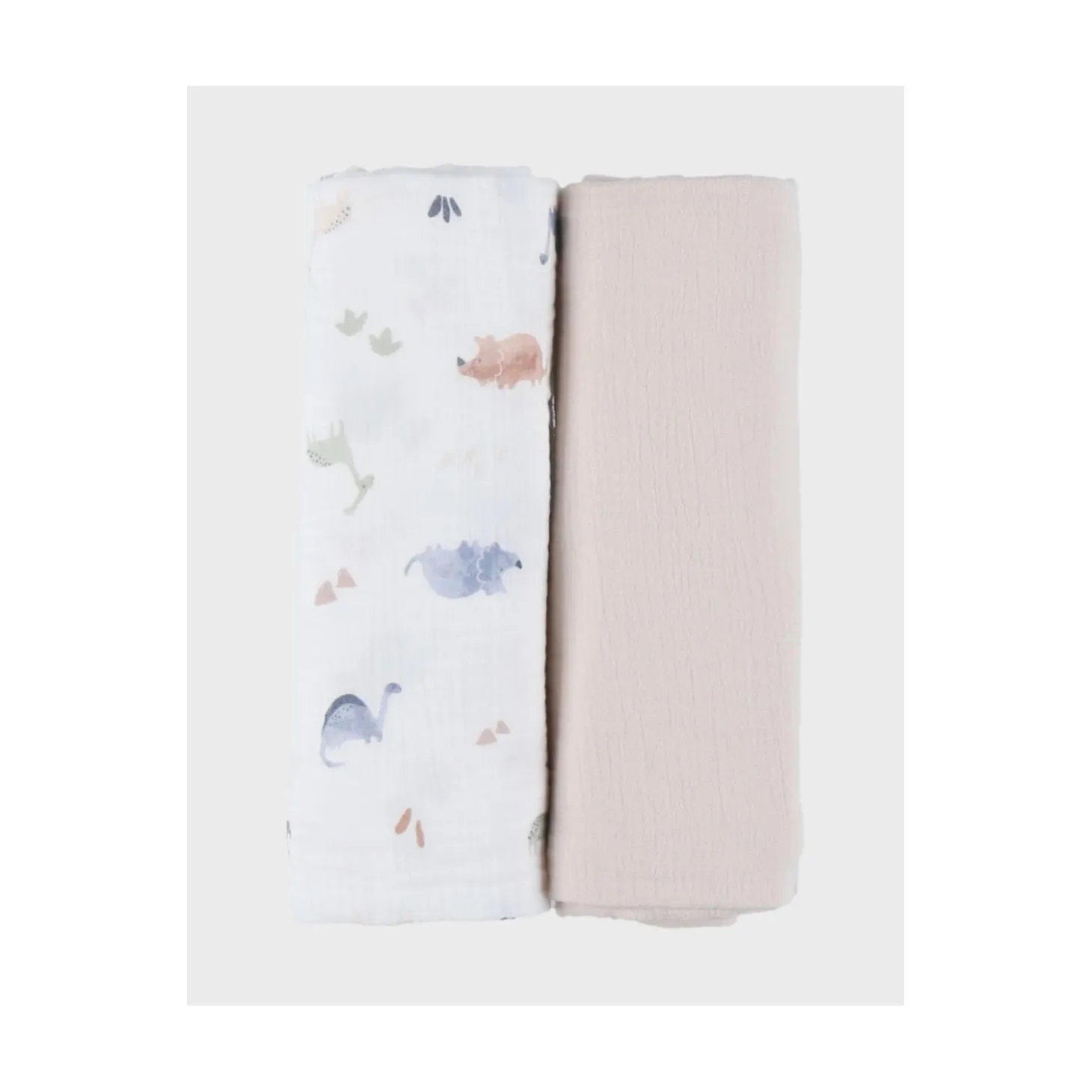 Noukie's Lot de 3 langes Mousseline bio Dino M&M26 Ecru 100x100 cm