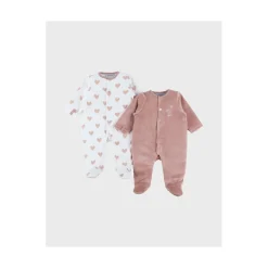 Noukie's                    Lot de 2 Pyjamas Dors-bien Velours Mon Coeur M&M26    Rose