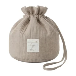 Noukie's Panier de rangement nomade Coton Bio Greige
