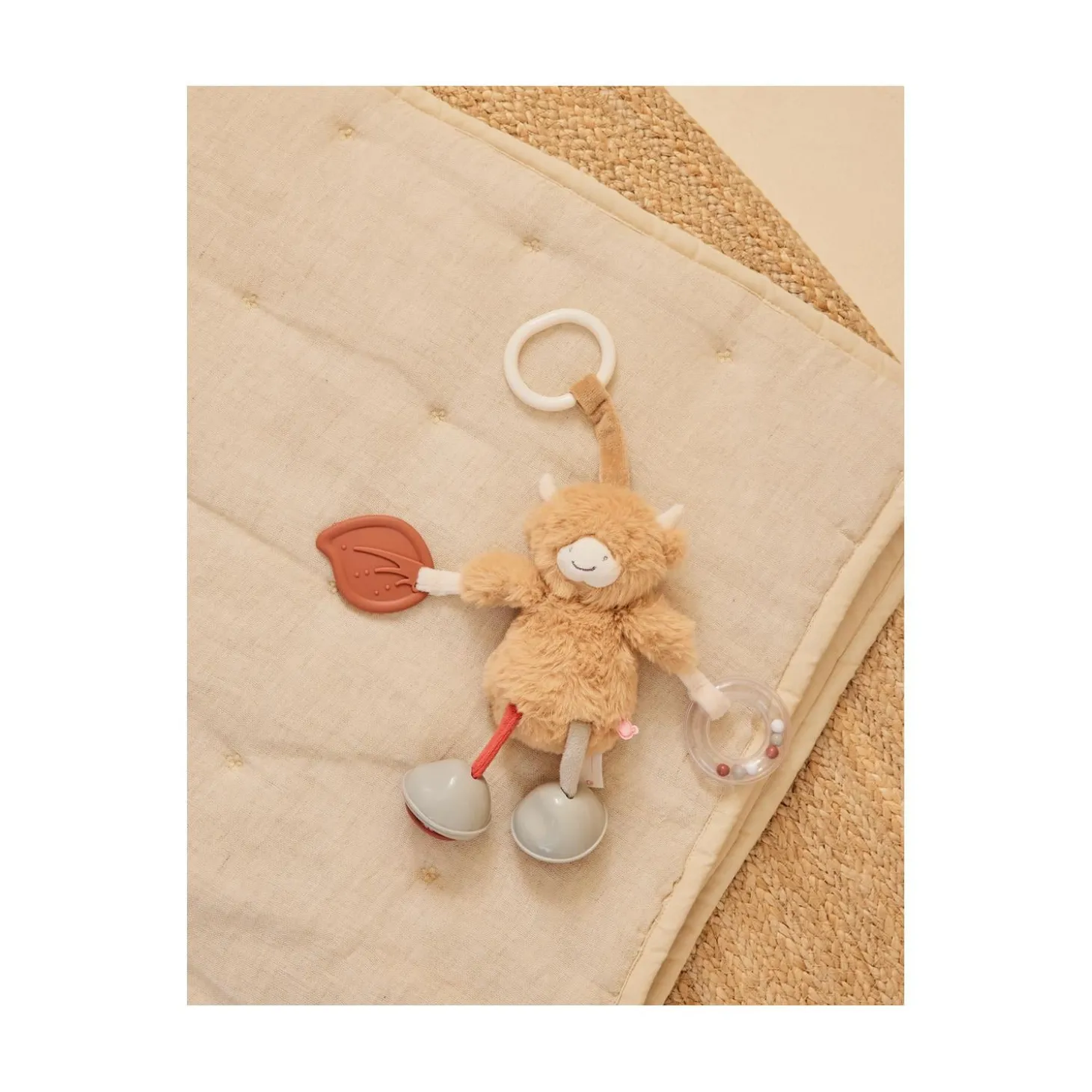 Noukie's Peluche d'activité de voyage Fluffy F&O Cow