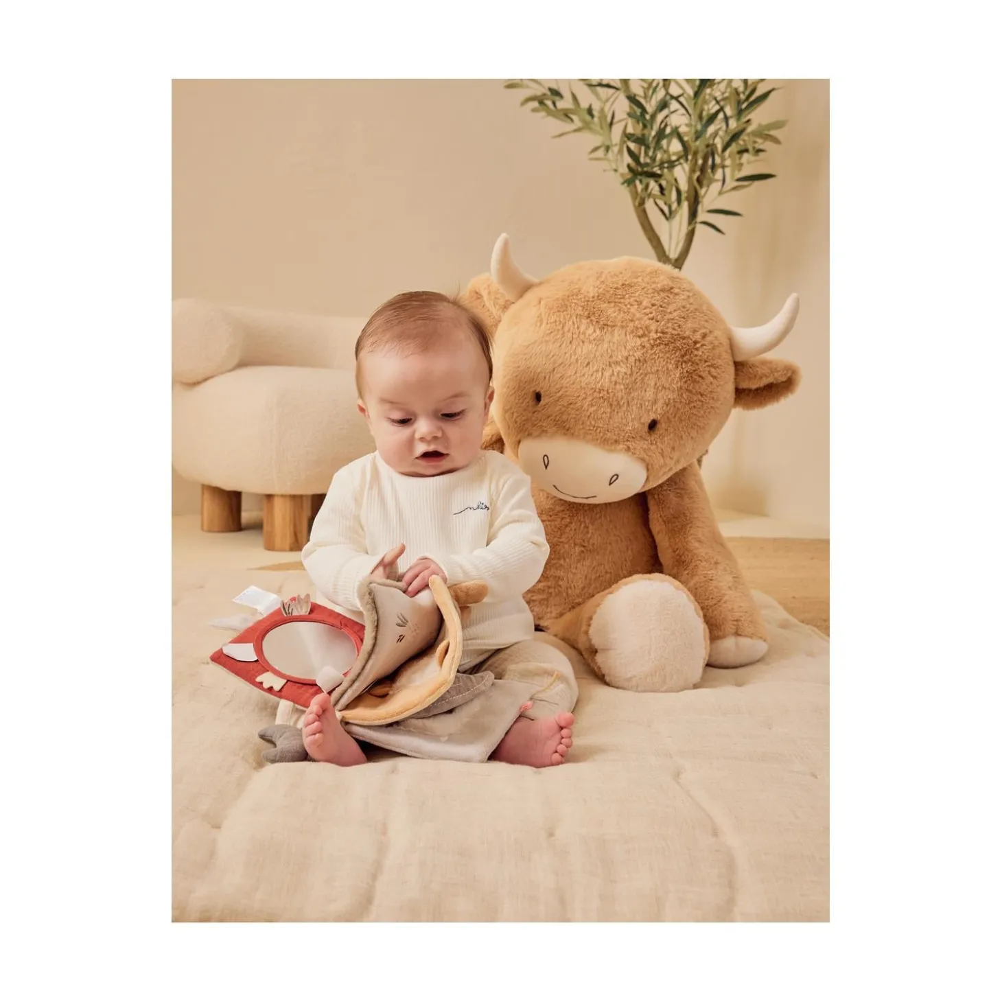 Noukie's Peluche large Fluffy F&O Cow 80 cm