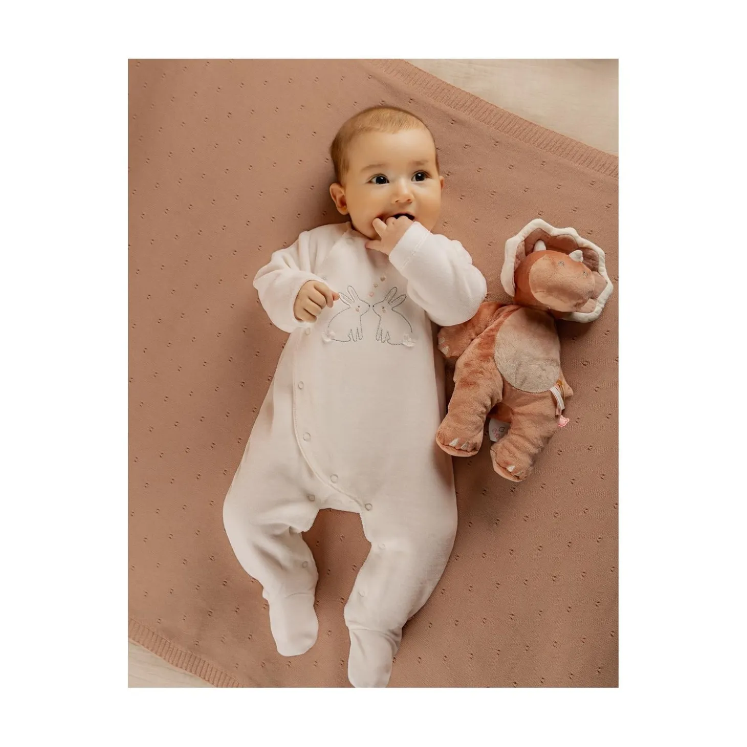 Noukie's Pyjama bébé en velours Pretty flowers Blanc 0 mois