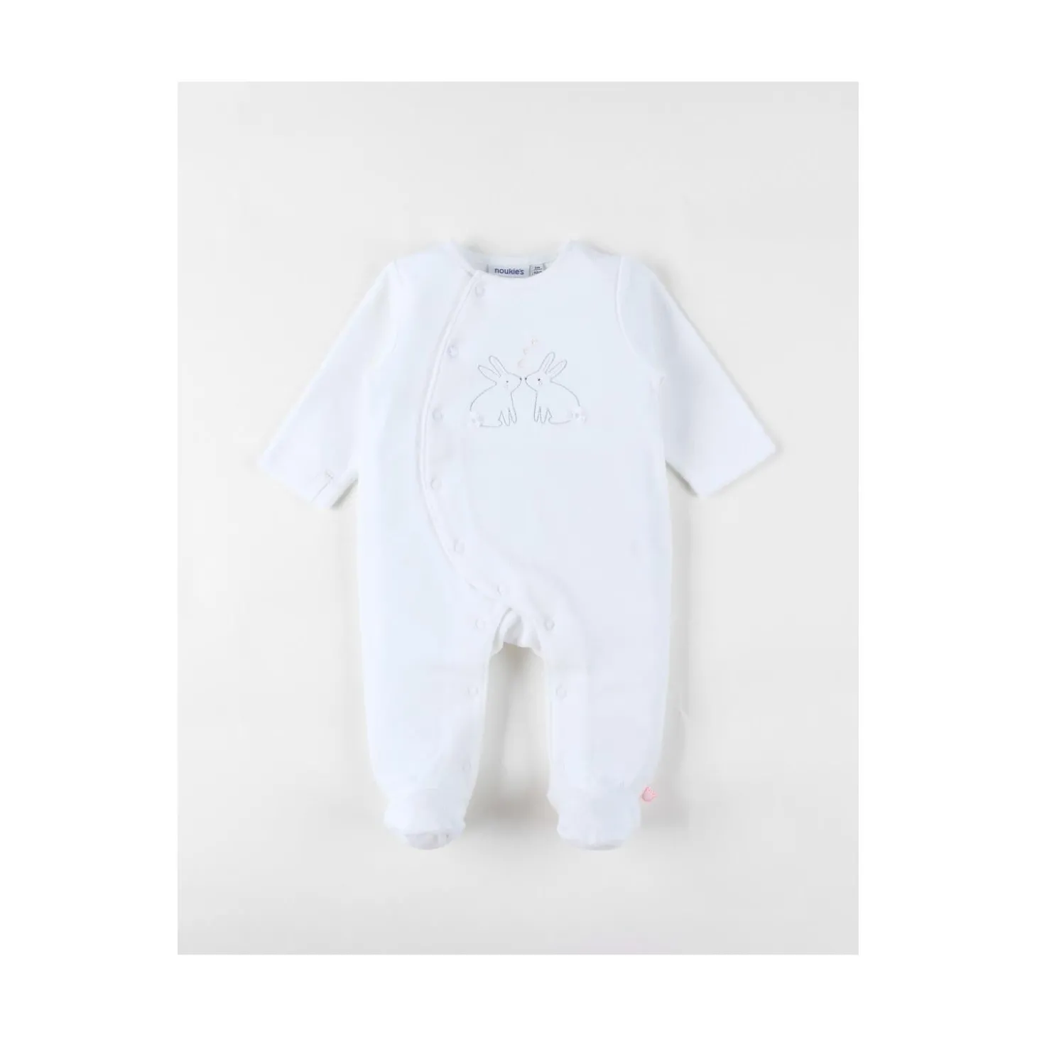 Noukie's Pyjama bébé en velours Pretty flowers Blanc 0 mois
