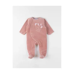 Noukie's Pyjama bébé en velours Sweet elephant Rose 0 mois