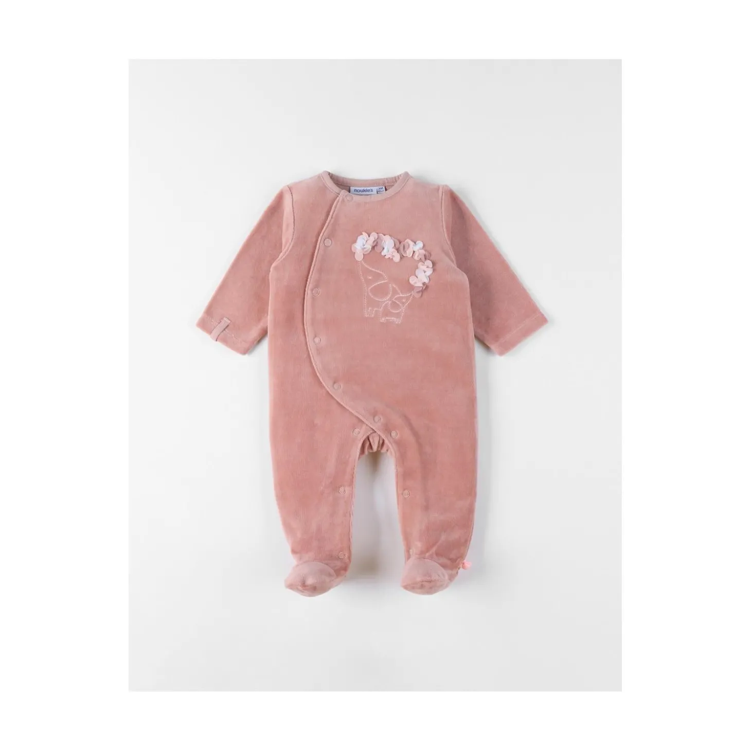 Noukie's Pyjama bébé en velours Sweet elephant Rose 0 mois