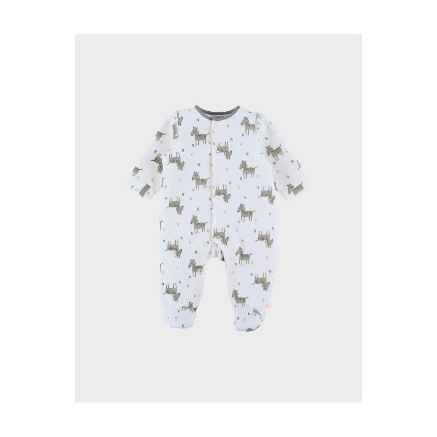 Noukie's Pyjama bébé Velours AOP Sweet zebra Blanc 1 mois