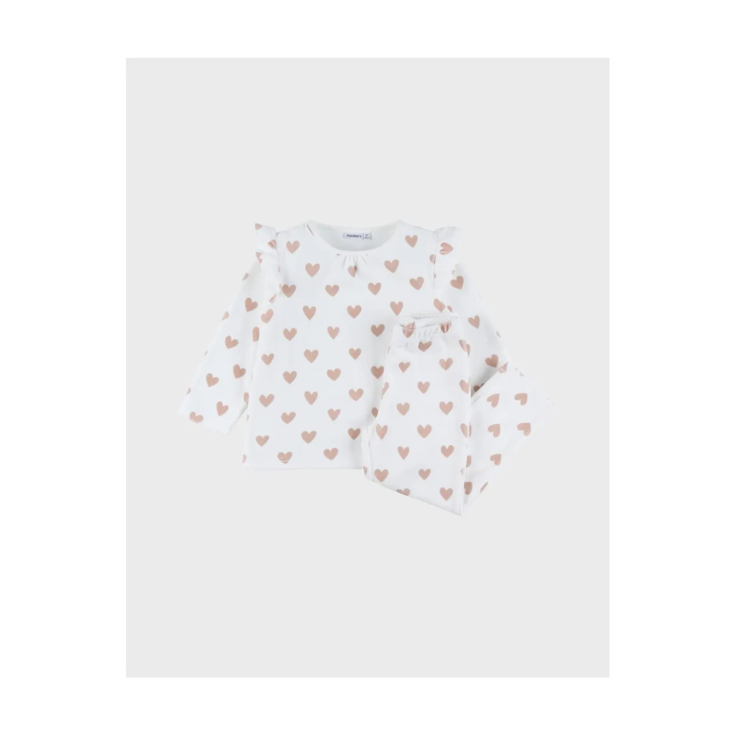 Noukie's Pyjama 2pcs ML Velours Mon Coeur M&M26 Rose