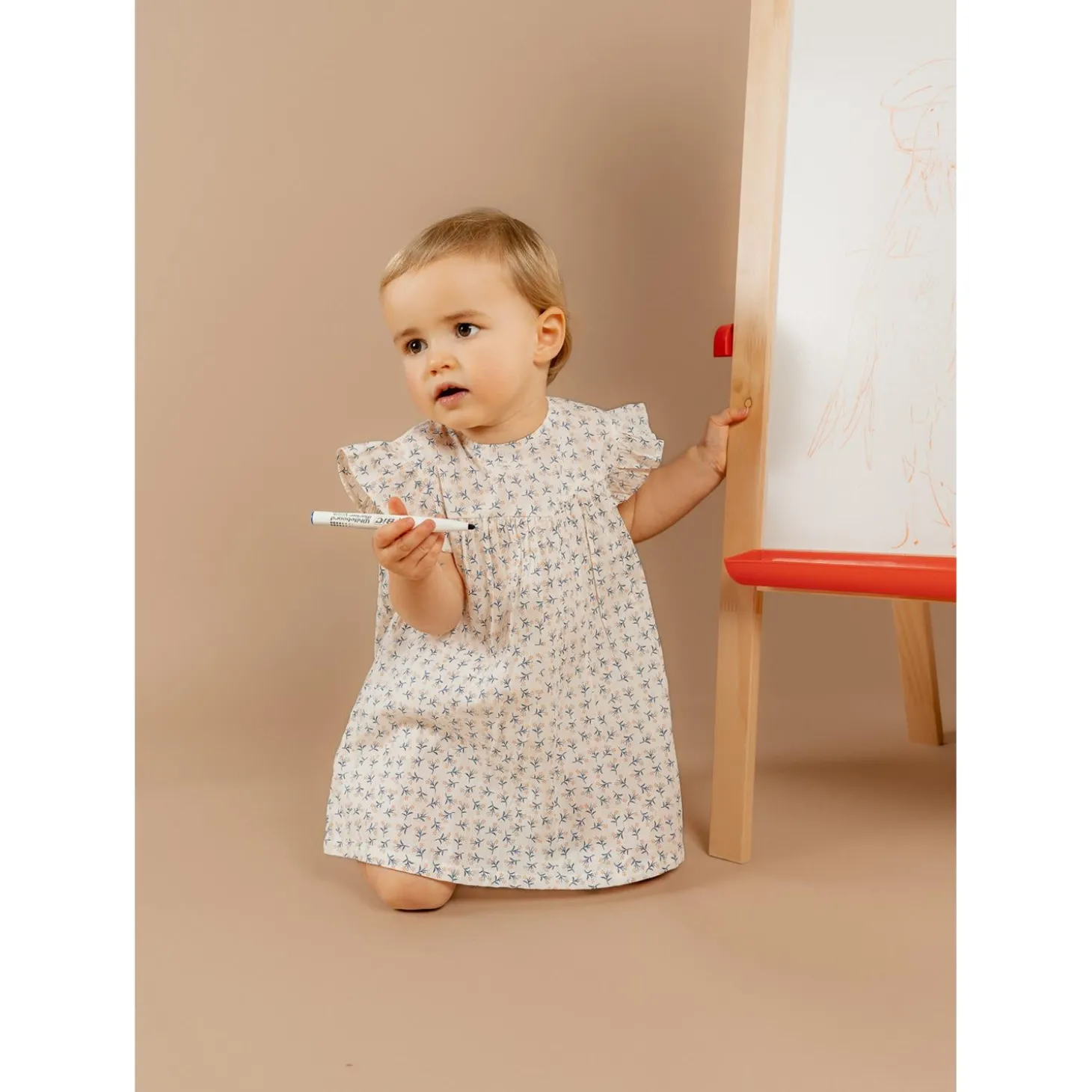 Noukie's Robe avec bloomer Little blue flower Blanc 3 mois