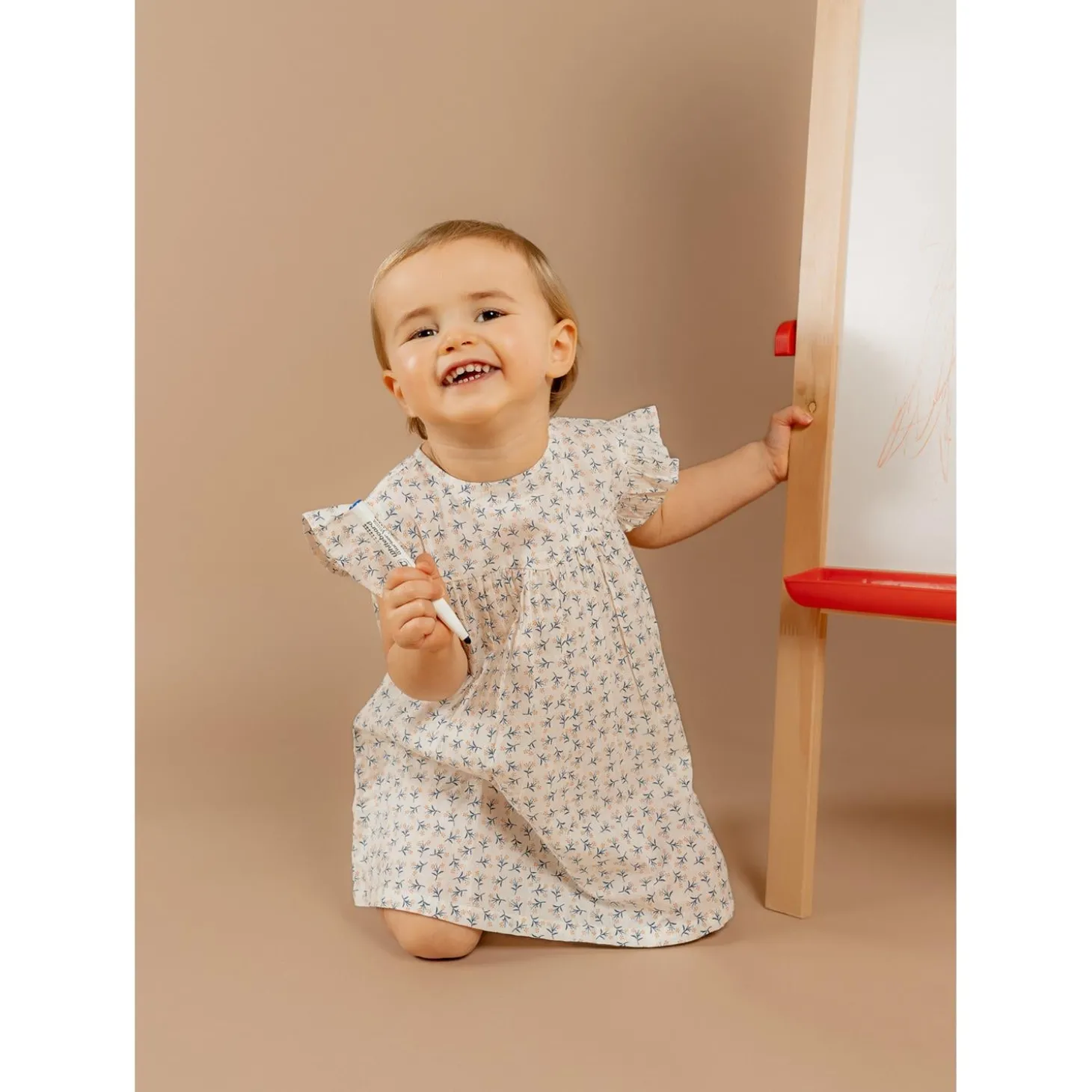Noukie's Robe avec bloomer Little blue flower Blanc 3 mois